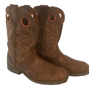 Laredo 7424 Mens Brown Leather Western Cowboy Boots Square Toe Oil Resistant 9 D